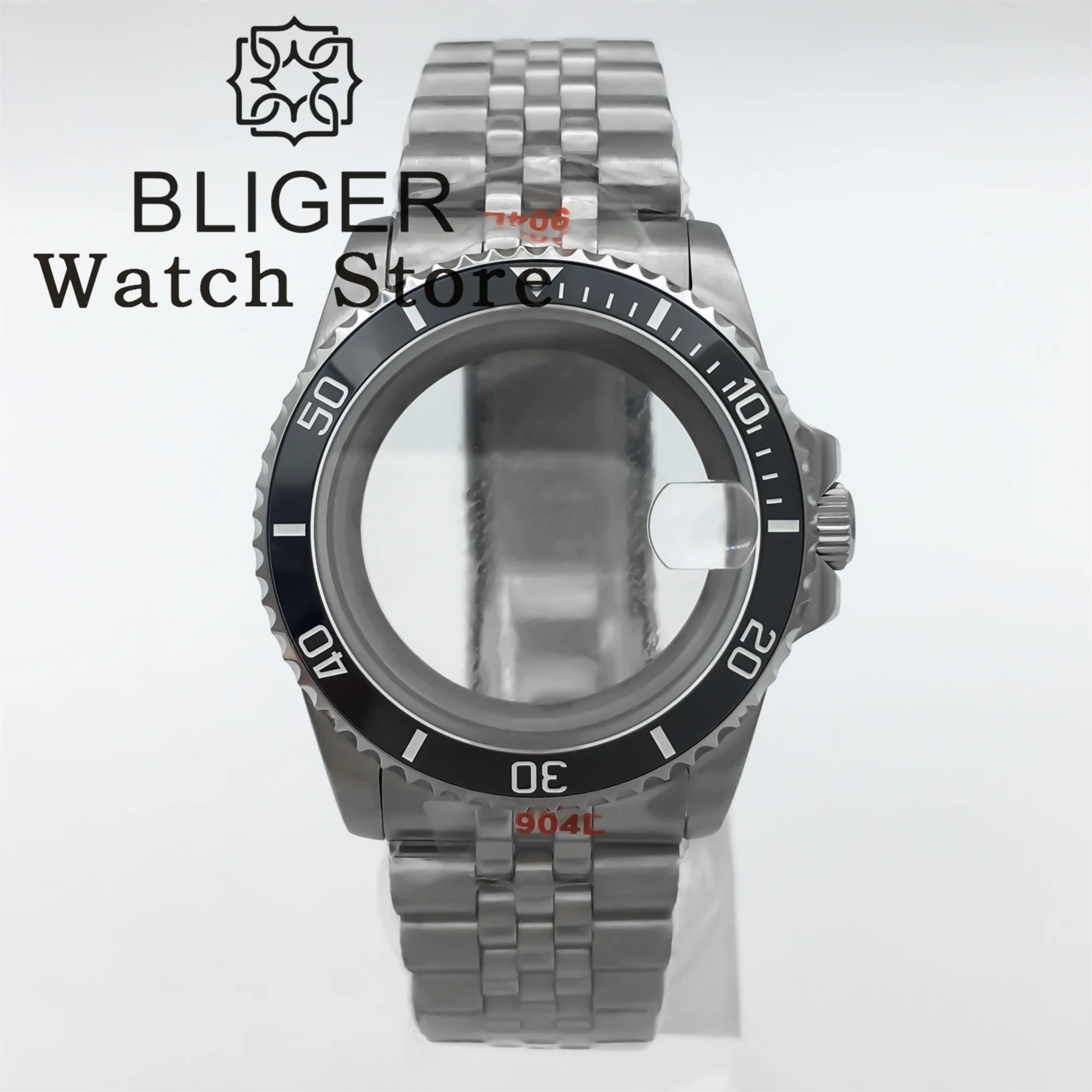 BLIGER 36mm 38mm 다이빙 케이스 NH34 NH35 NH36 GMT ETA 2824 PT5000 시계 케이스 스테인레스 팔찌 사파이어 유리 슬라이드 버클