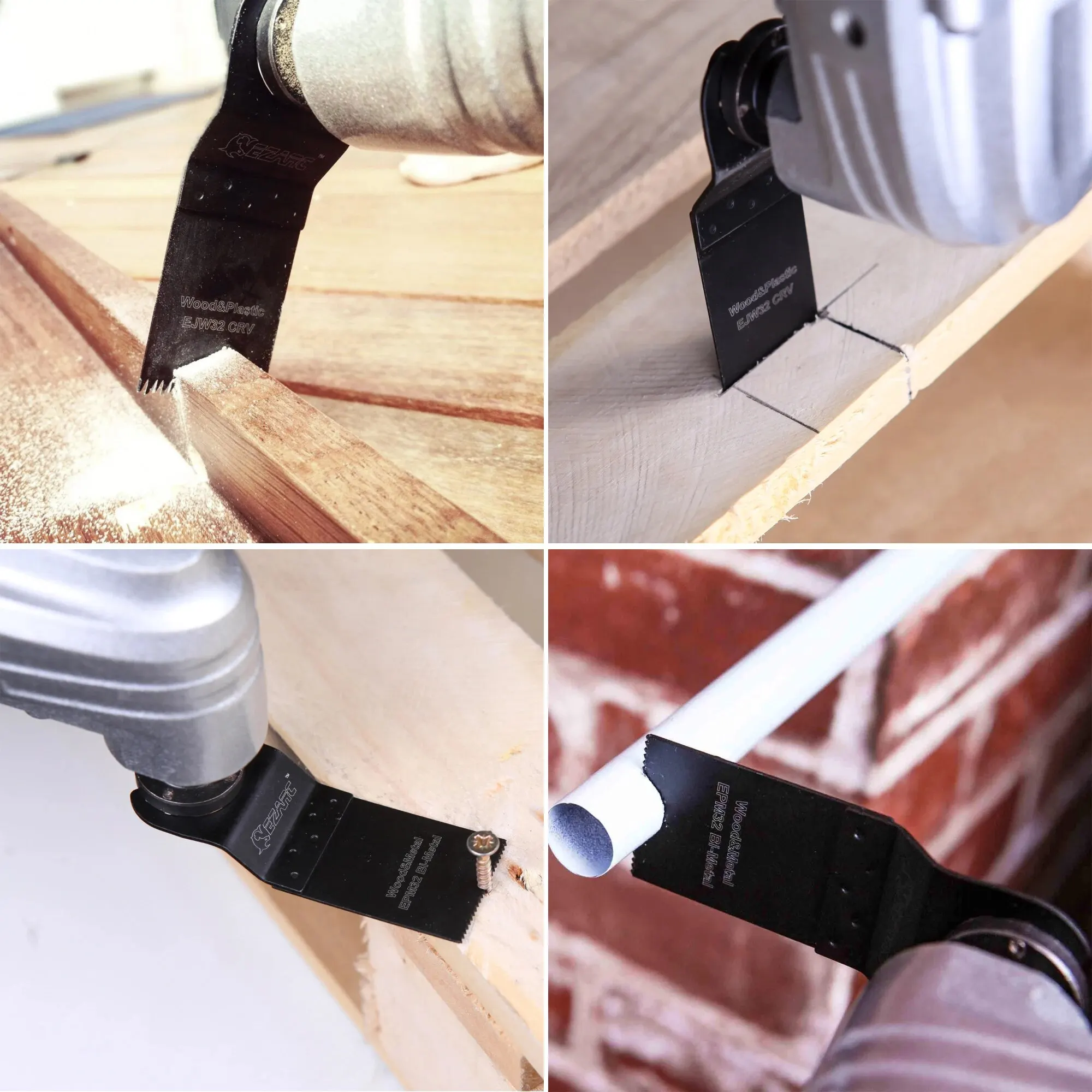EZARC 12 ชิ้นใบเลื่อยสั่นสําหรับไม้และโลหะ, Quick Release Multitool ใบมีดสําหรับเลื่อยขูดและตัด
