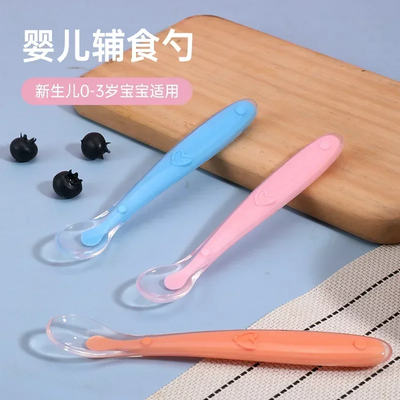 Baby Silicone Spoon Soft Head Soup Spoon Baby Training Spoon Children's Tableware Cartoon Silicone
