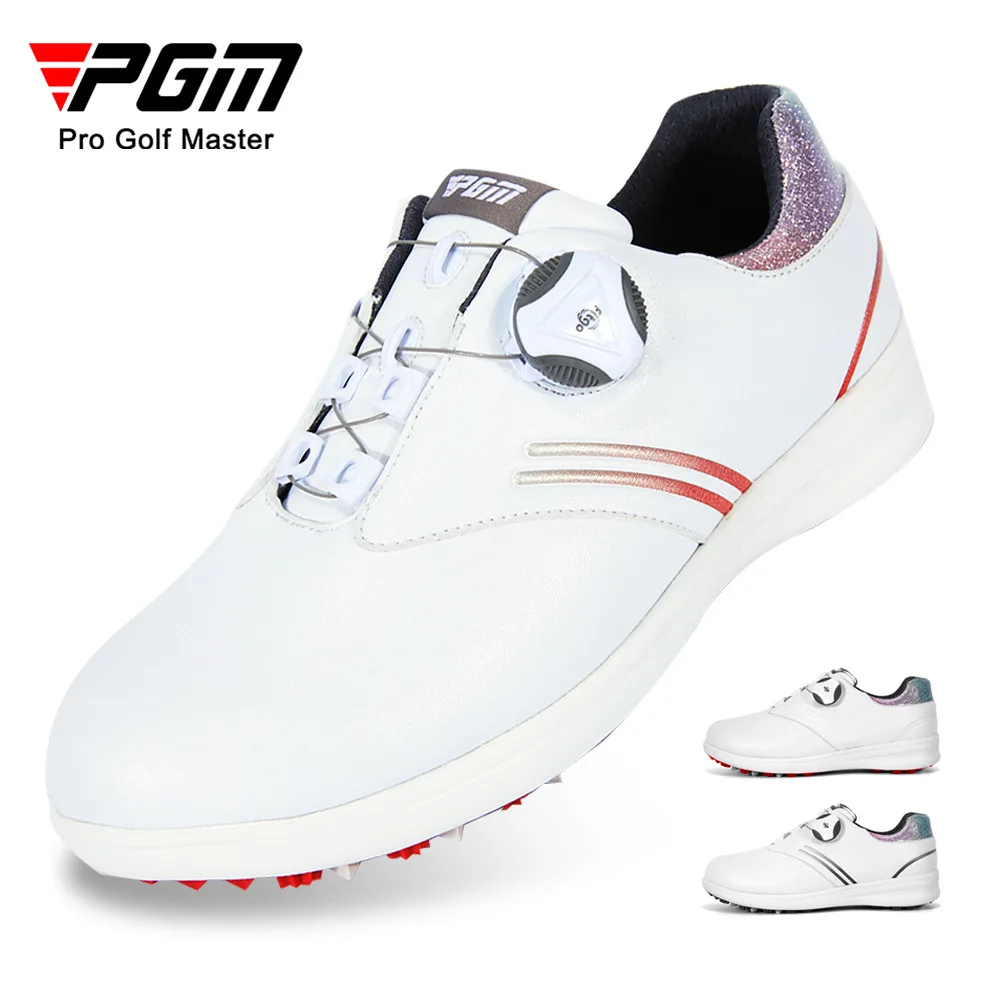 

Pgm Waterproof Golf Shoes Womens Lightweight Knob Buckle Shoelace Sneakers Ladies Breathable Non-slip Trainers Shoes Xz158