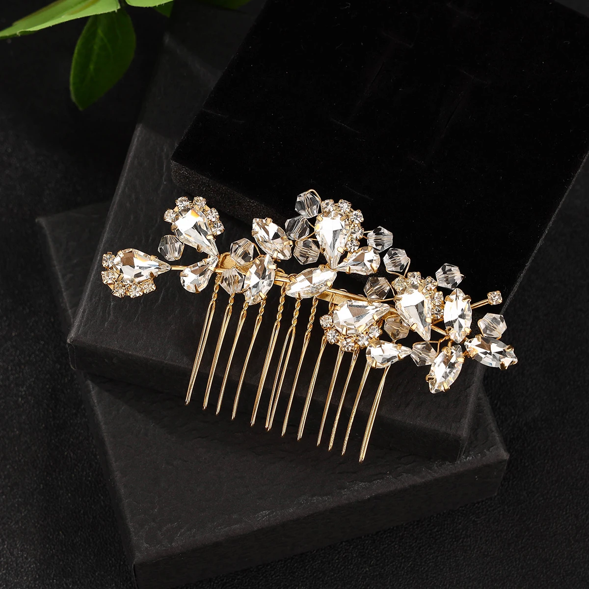 Crystal Bridal Wedding Hair Comb Wedding Headwear Hairpins for Bride and Bridesmaids (Gold)