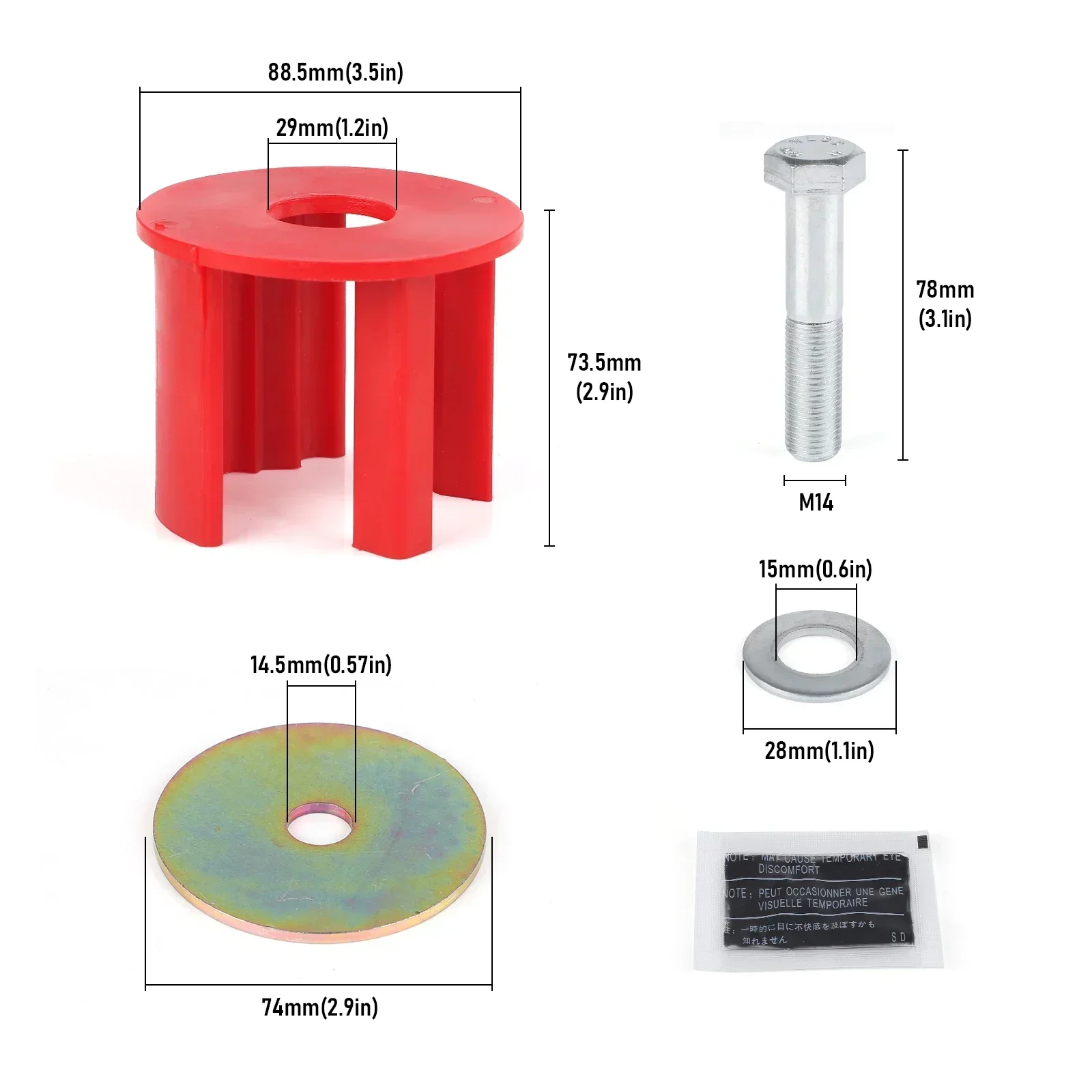 Red Polyurethane Rubber Bushing For 08.5-on VW Passat 2.0T TIGUAN 2.0 TDI 4motion Engine Torque Arm Insert Dog Bone Mount Kit