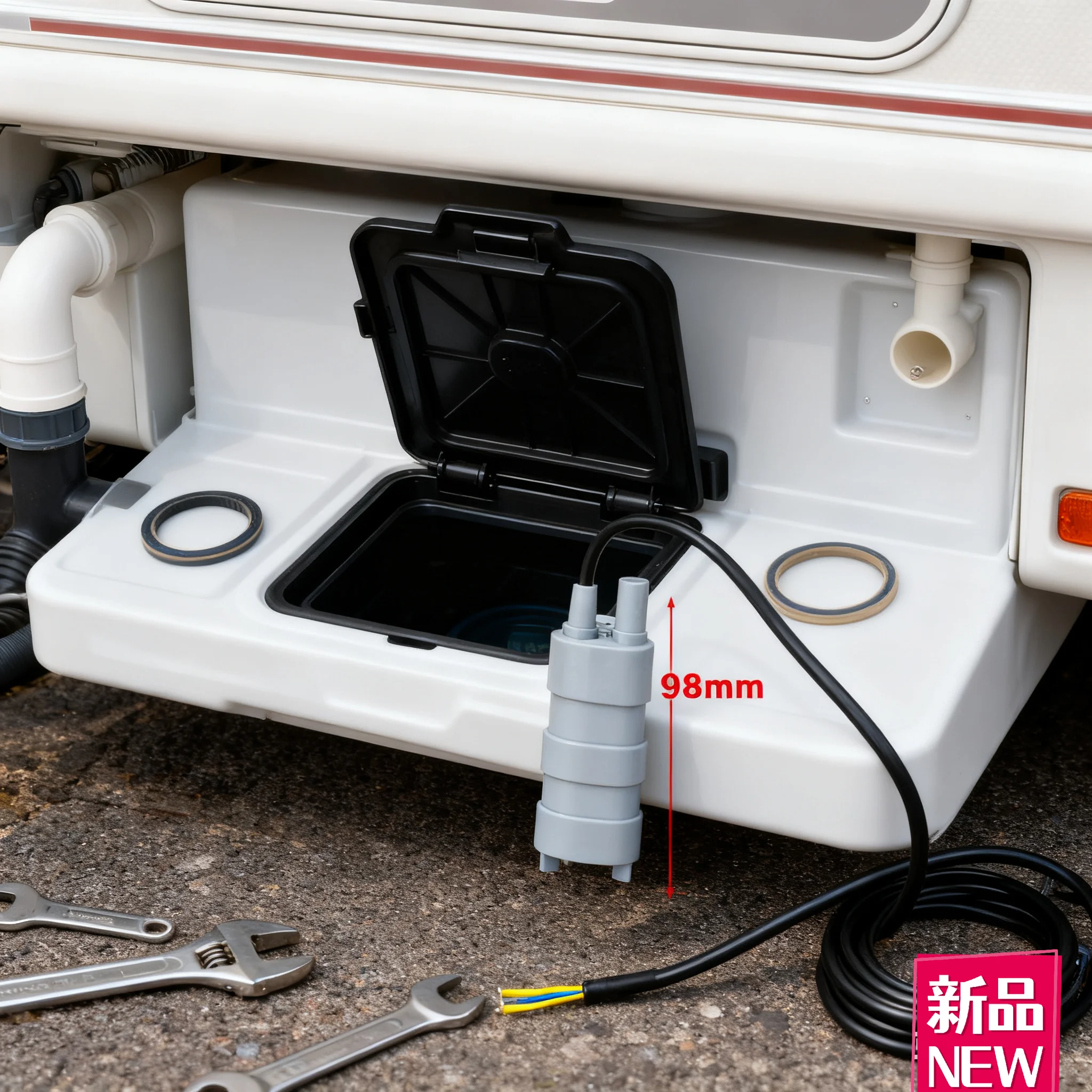 مضخة غاطسة RV 12V، تدفق عالي 1000 لتر/ساعة مع قابس 3 أسلاك، مدمج قوي لأحواض السمك، أداة RV البحرية