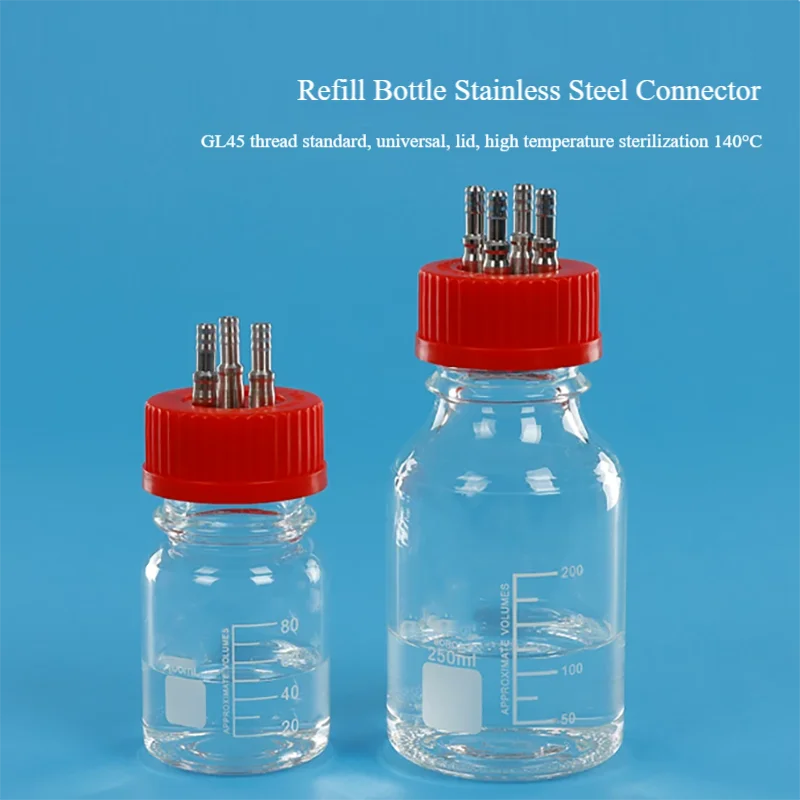 Feeding bottle stainless steel adapter 1/2/3/4-way high temperature resistant 100 250 500 2000 3000mL reagent bottle