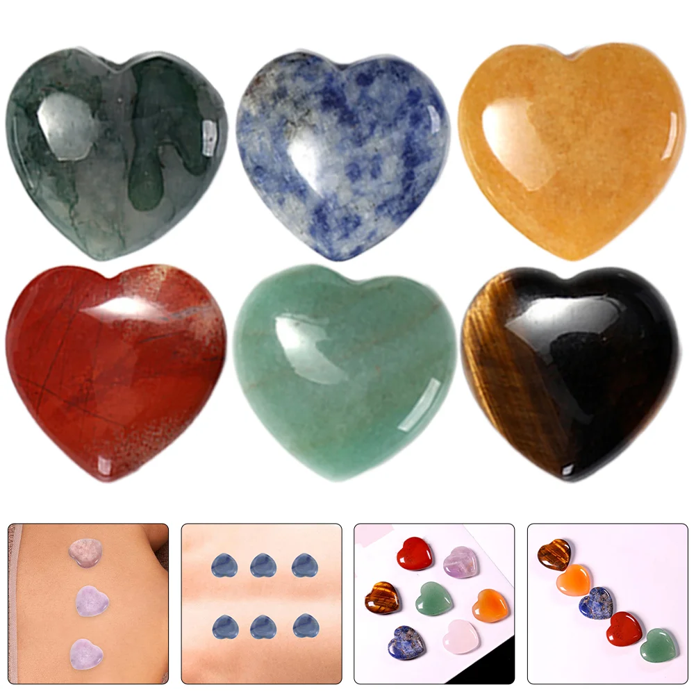 

6 Pcs Natural Crystal Love Gemstone Crafts Seven-color Gemstones Ornament for Home Dining Table Ornaments Decor
