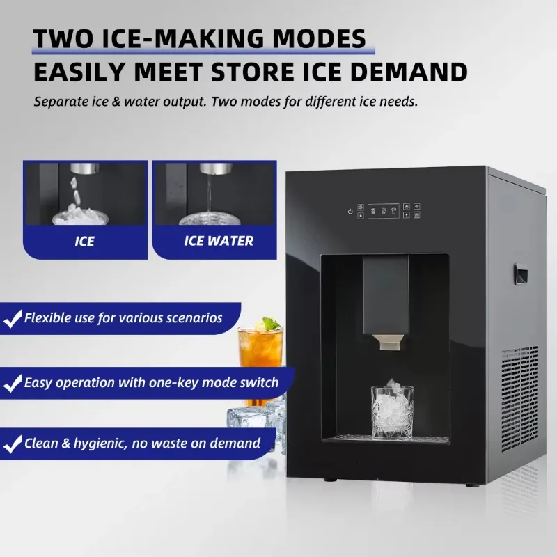 Automatic Nugget & Cube Ice Maker, Compact Portable Design, Energy Saving Ice Dispenser for Commercial and Household Use