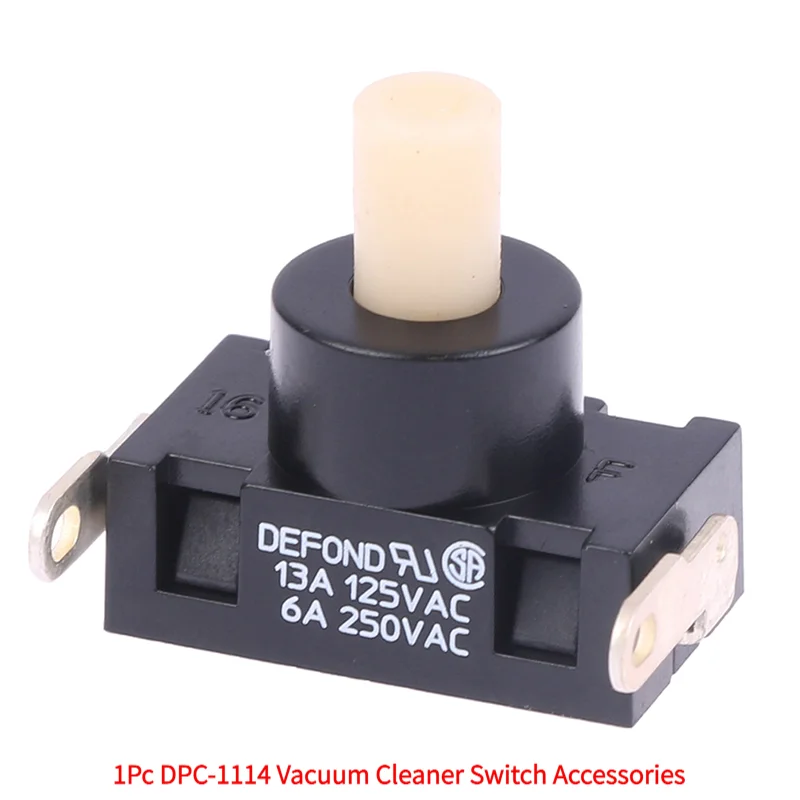 1PC DPC-1114 Self-Locking Power Button Switch For High Power Vacuum Cleaner Parts 250VAC 6A.