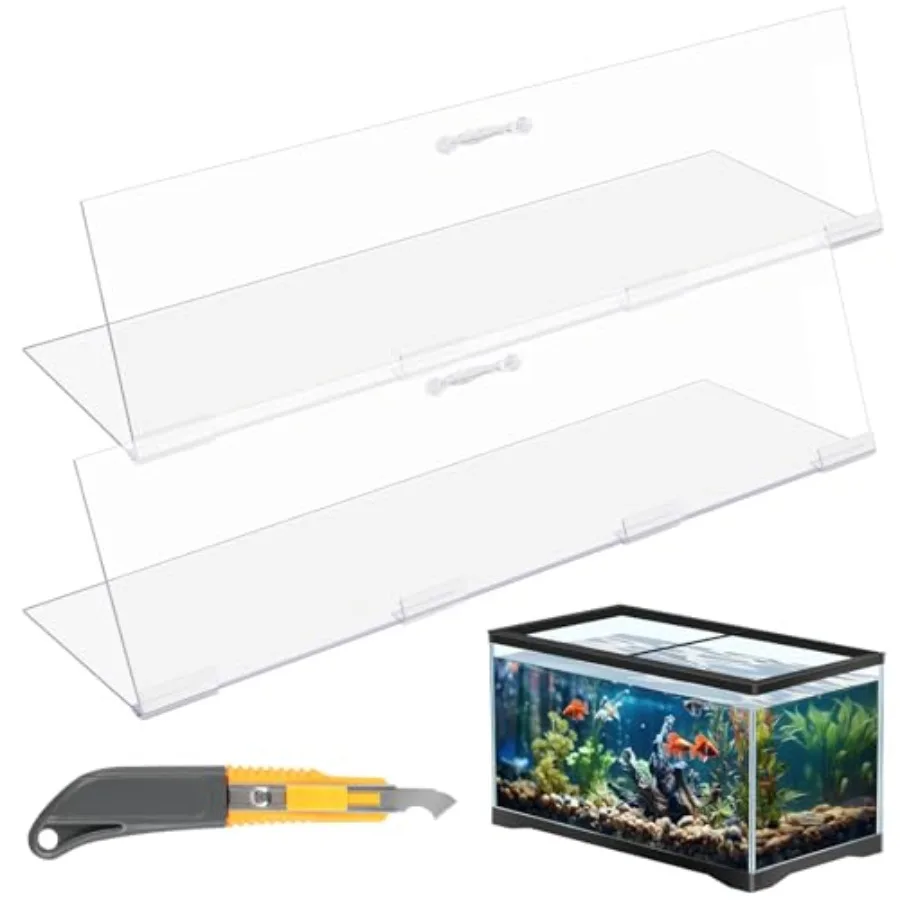 

Clear Polycarbonate Aquarium Lid Set 22.95 x 16.61 x 0.12 inch with Center Brace for 75/90/110 Gallon Tanks with Hook Knife Cov