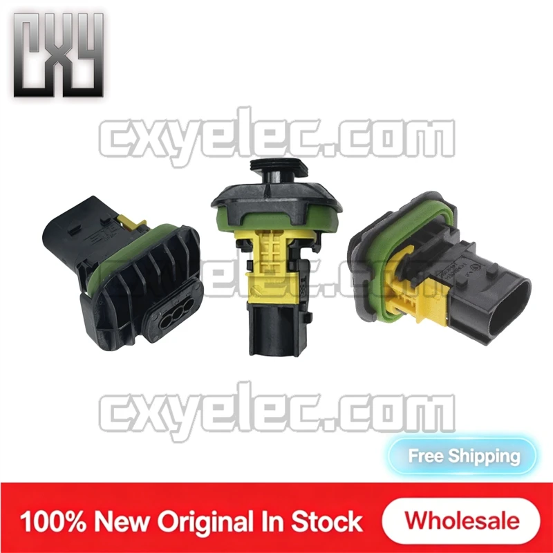 1-1703843-1 3Pin Male Connector Housing Only 4mm IP67 Waterproof Black Heavy Duty For Truck Engineering Machinery Wiring Harnes