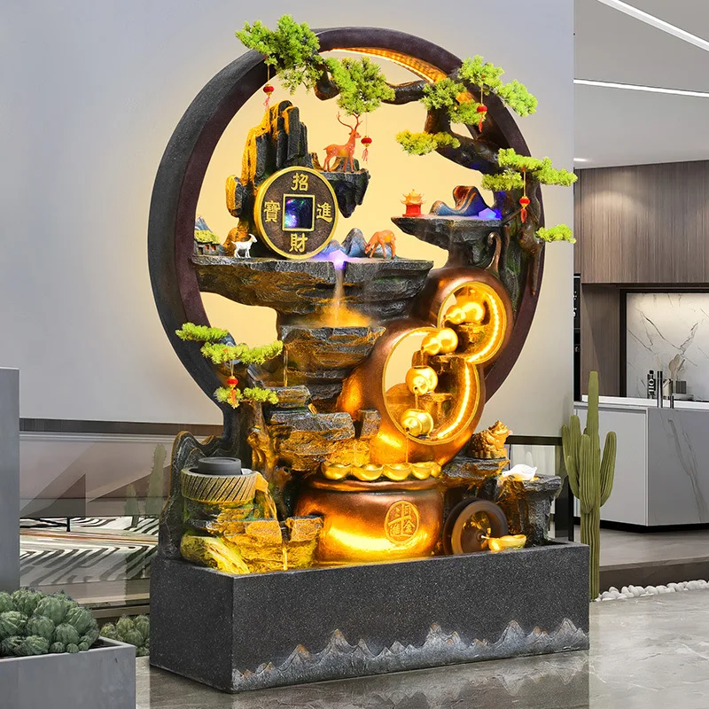 

Wealth billowing curtain wall running water screen living room balcony villa courtyard decoration company opened landscape