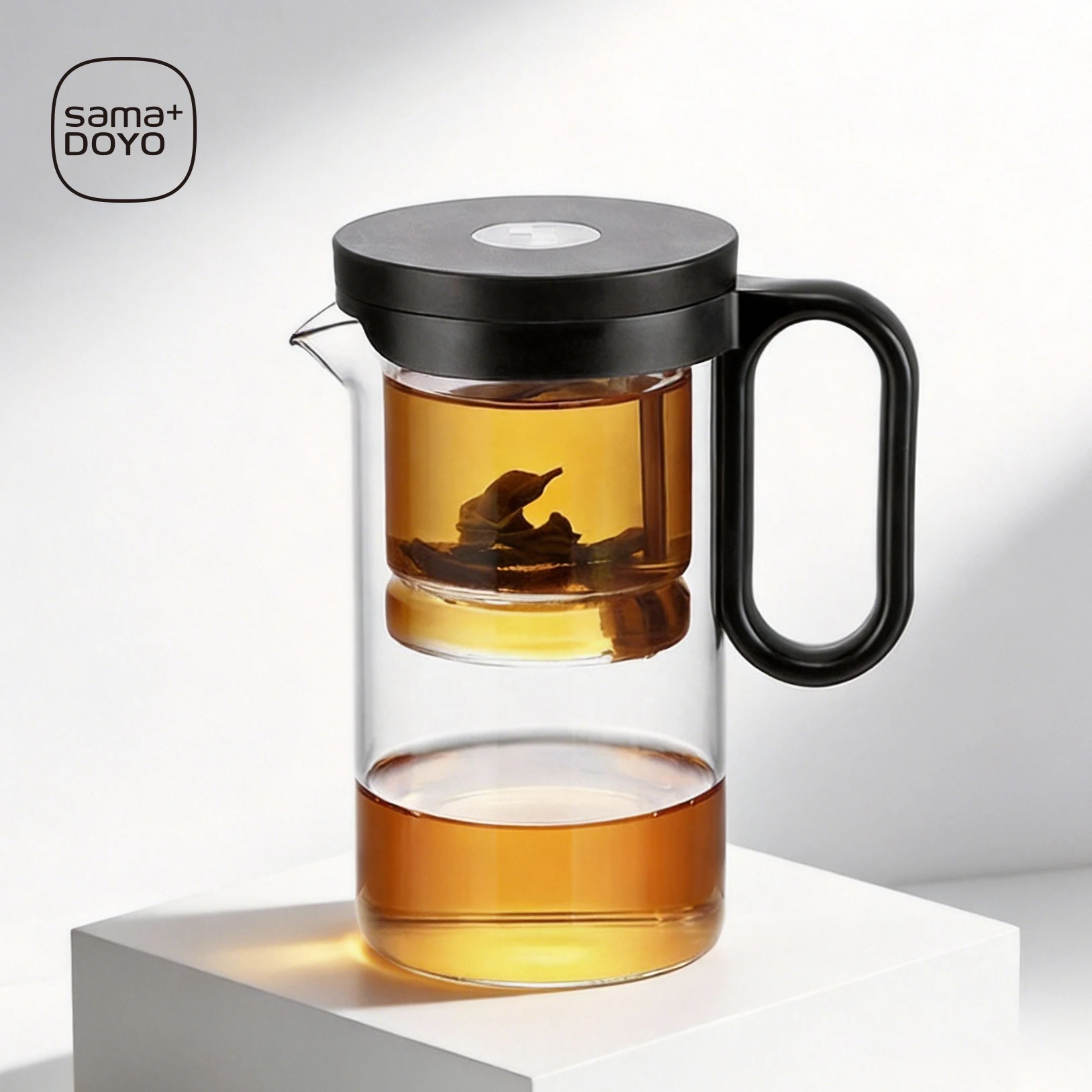 Samadoyo - Integrated Glass Teapot with One-Touch Tea Strainer, Heat-Resistant (500ml/700ml)​​