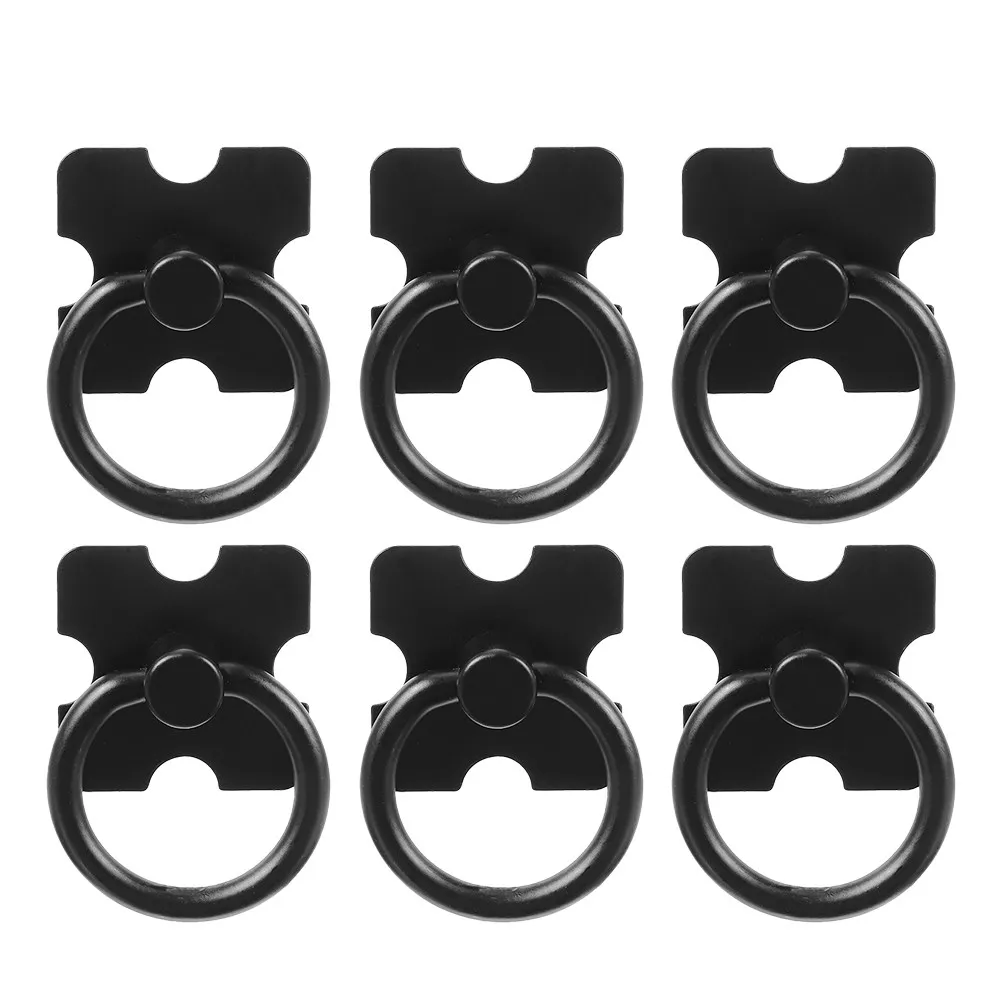 6Pcs Black Round Ring Cabinet Knob Zinc Alloy Material Modern Dresser Drawer Pull Small Size Smooth Edge Easy Grip Kitchen