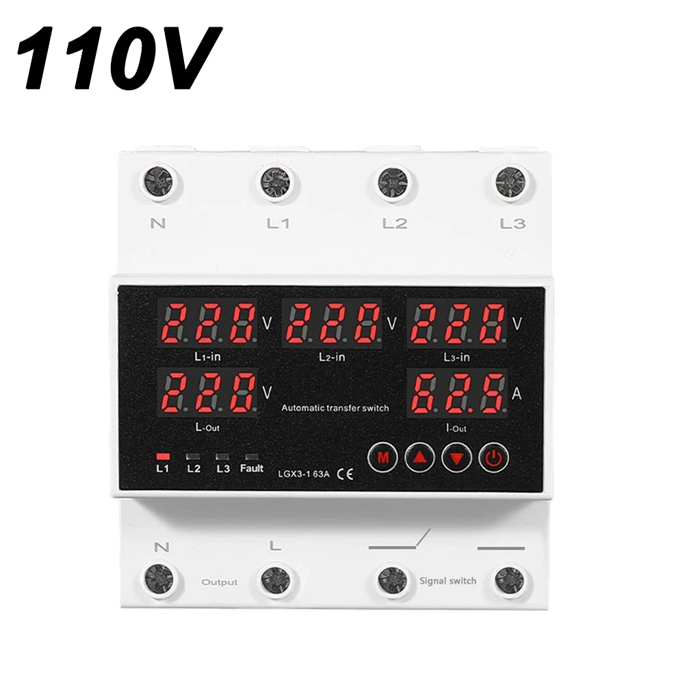 

For Electrical Devices 63A Transfer Switch 5-display Voltage Protector Adjustable Parameters Flexible Settings