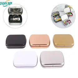 Mini Tin Box Flip Storage Box With Lid Portable Rectangular Small Empty Case Organizer For Pill Coin Candy Key Home Organizer