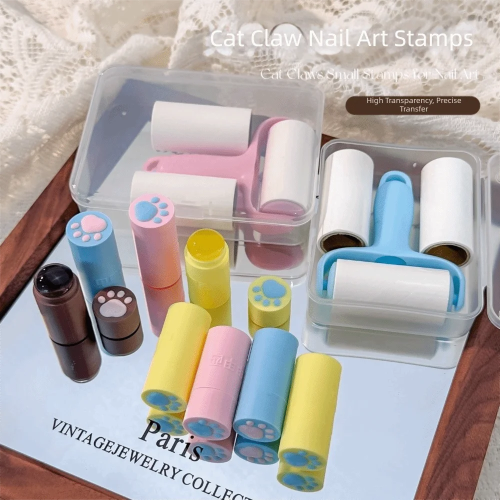 Craft Supplies Soft Cat Paw Nail Stamp Cute Colorful Transparent Stamp universal clear Printing Nail Tools Nail art