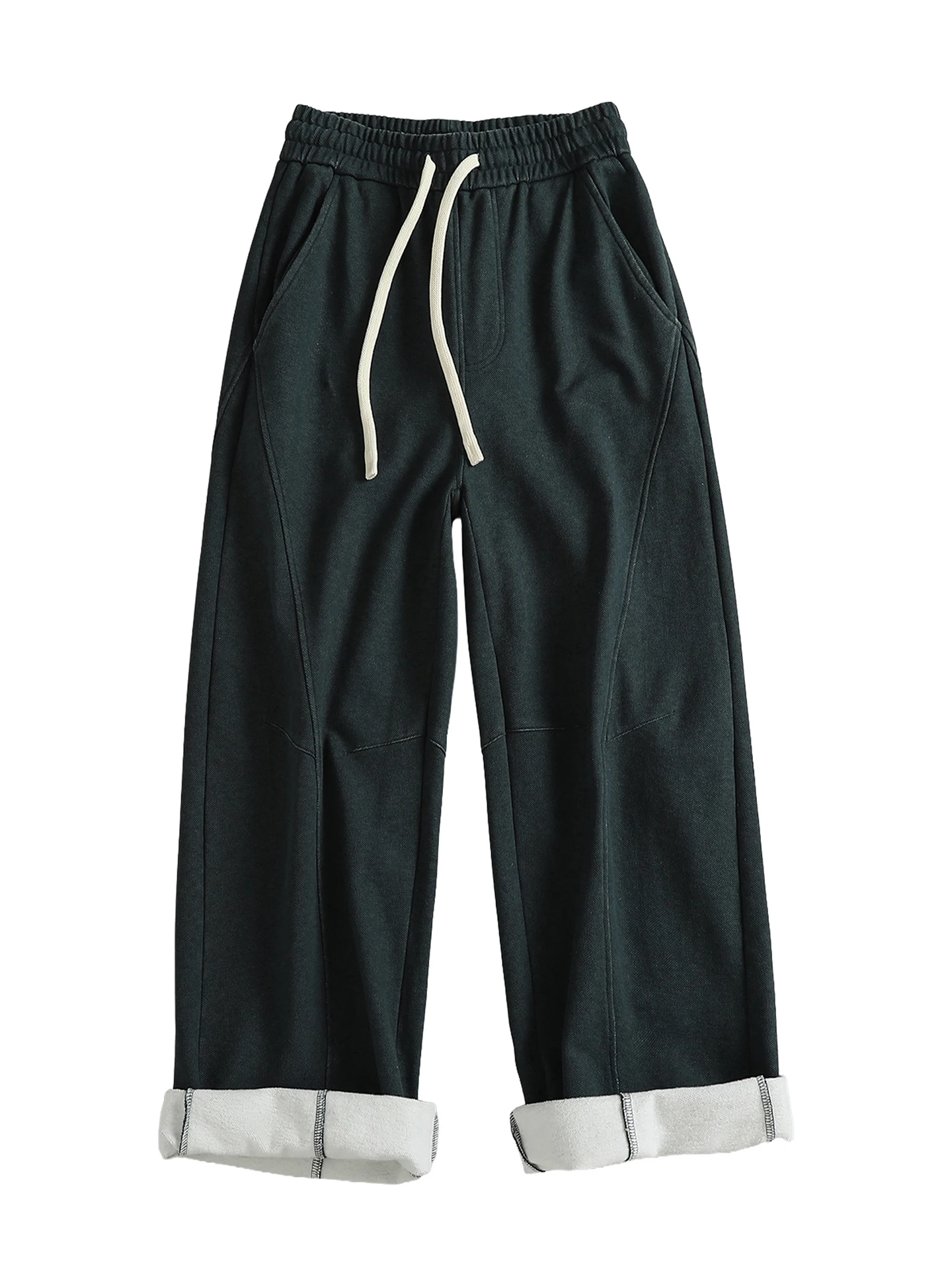 خريف جديد الأمريكية الرجعية الوزن الثقيل شبكة الحياكة سميكة Sweatpants الرجال غسلها الرباط القديم فضفاض مستقيم سراويل تقليدية