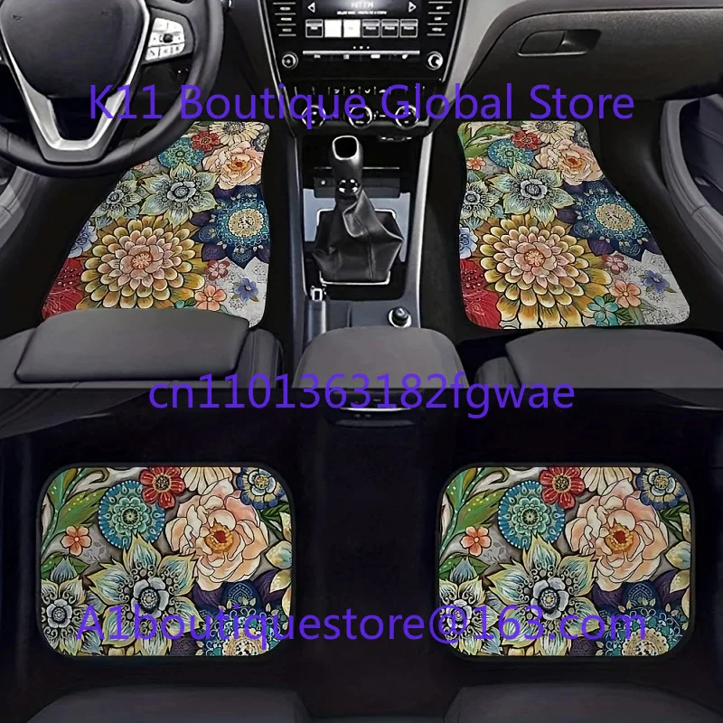 Tapete de carro boêmio conjunto de quatro peças resistente à sujeira