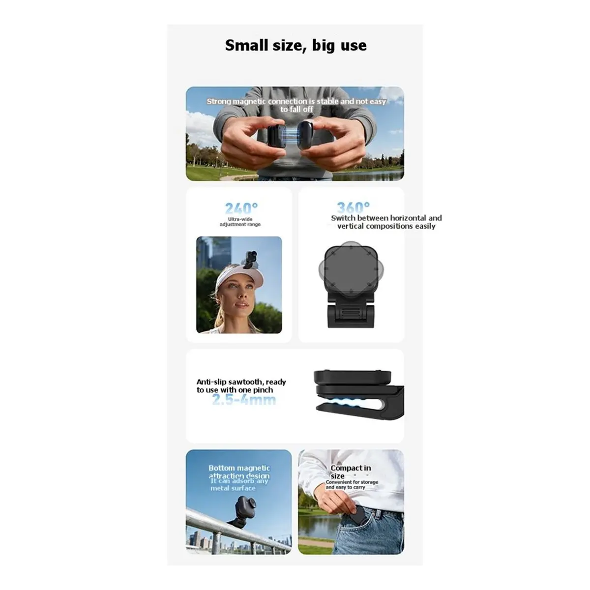 Magnetic Quick Release Cap Hat Clip Mount Adjustable Angle for Go Ultra Action Camera Accessories