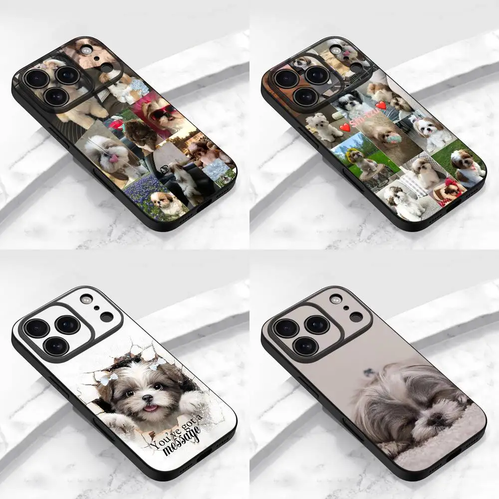 

Puppy Pet Dog Shih Tzu Phone Case For iPhone 17,16,15,14,13,12,11,Pro,Max,Plus,E,Air,Mini Protective Black Cover