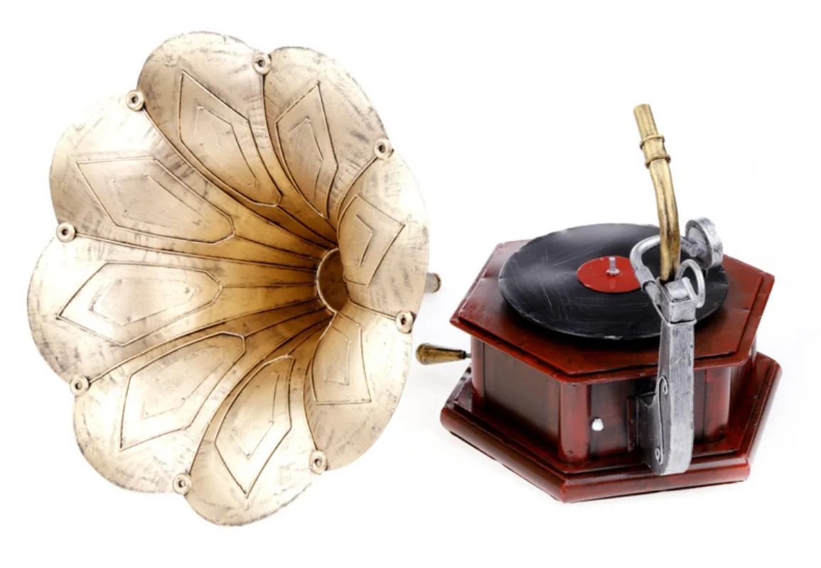 Metal Crafts Iron Gramophone Model CD Player Record Player Model Photography Props Creative Decorative Ornaments