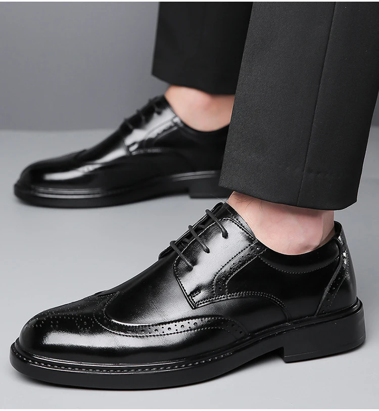 2023 Man Split Leather Shoes Rubber Sole Size 44 43 42 41 40 39 38 Man Business Office Male Dress Lether Shoes