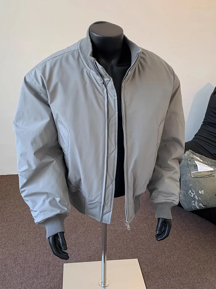 

Мужская куртка-бомбер в американском стиле High Street с воротником-стойкой, свободного кроя, из хлопка, модная молодежная повседневная куртка из полиэстера
