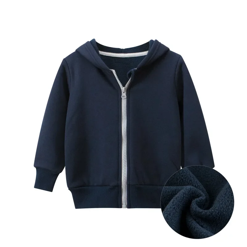 1-9T Inverno Del Bambino Del Capretto Felpe Delle Ragazze del Ragazzo Caldo Vestiti di Spessore Con Cerniera Con Cappuccio Felpe Casual Allentato Cappotto In Pile Vestito Per Bambini