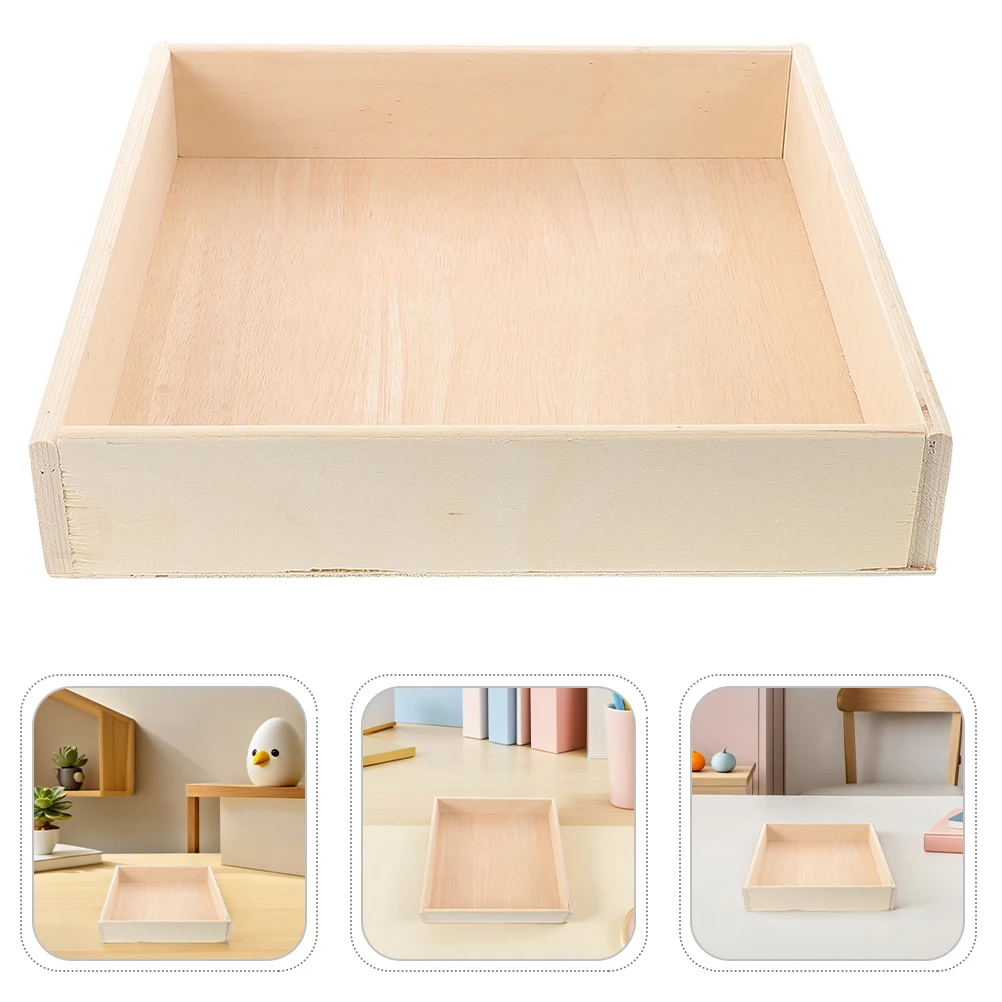 

Square Wooden Sandbox Montessori Tray Desktop Sand Storage Box Kids Indoor Playroom Organizing Small Spaces Sandbox for Kids