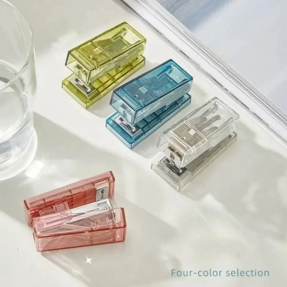 

Kawaii PC Stapler Mini Stationery Binding Tools Transparent School Binding Supplies Mini Stapler Set