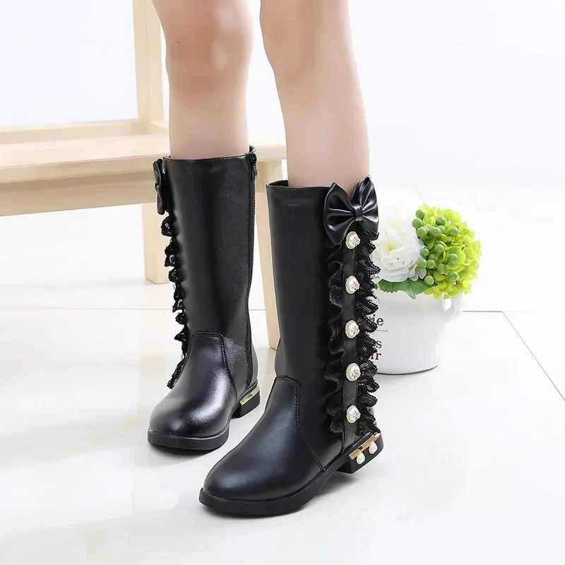 Botas Niña Plush Child High Boots Autumn Winter 2023 New Girl Long Boot Fashion Princess Shoe Kids Shoe Girl Boot Snow Boot Bota