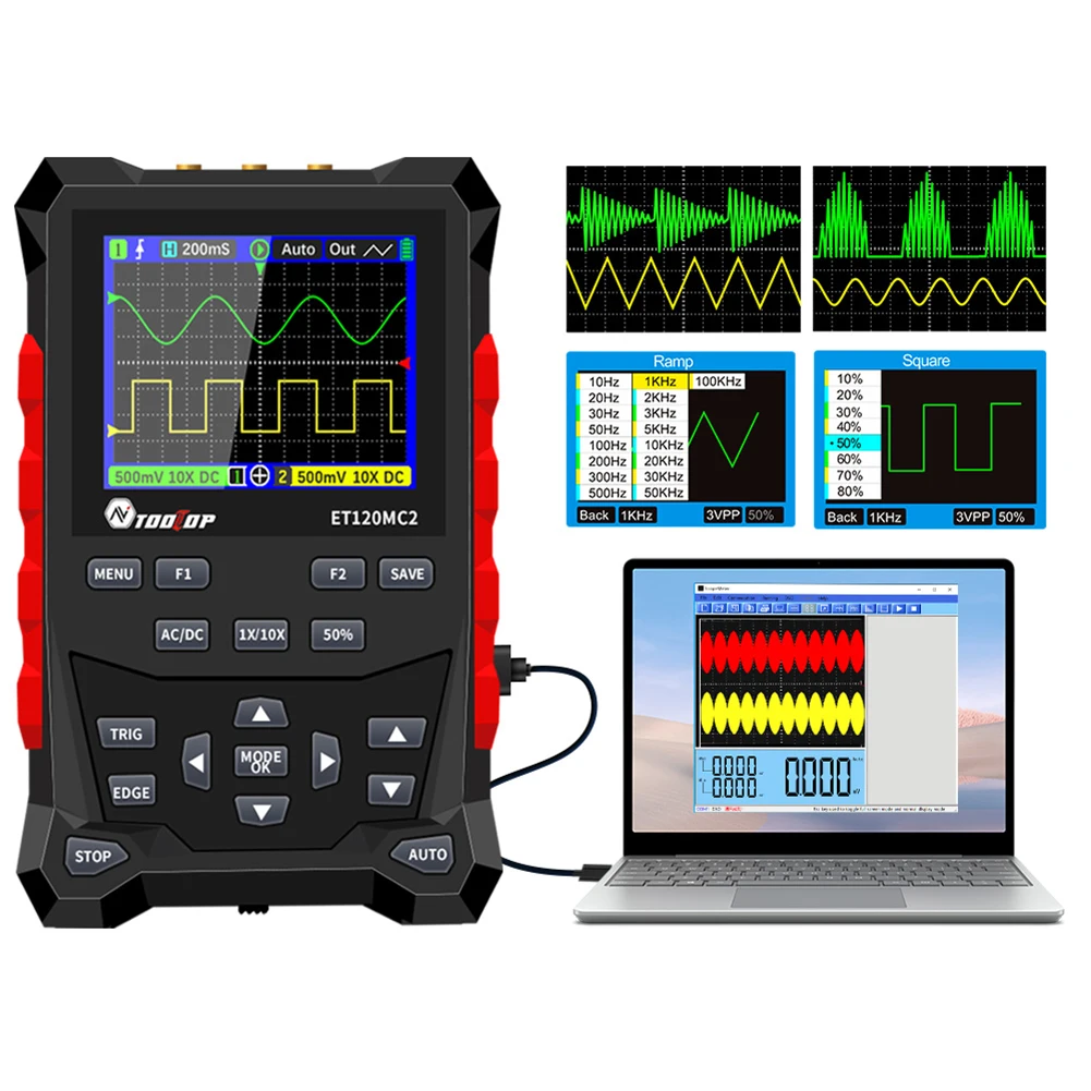 

Portable Digital Oscilloscope Signal Generator 500MS/S Sampling Rate Lithium Battery Oscilloscope Professional Oscilloscope