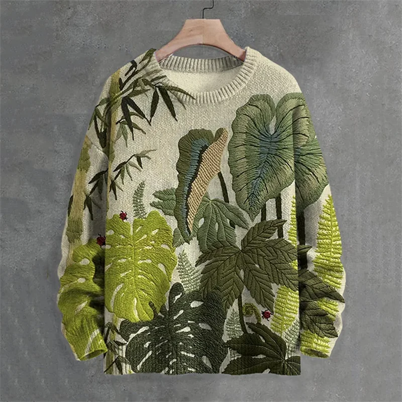 Men's animal cat long sleeved casual hoodie round neck fashionable 3D printed art printed casual role-playing top