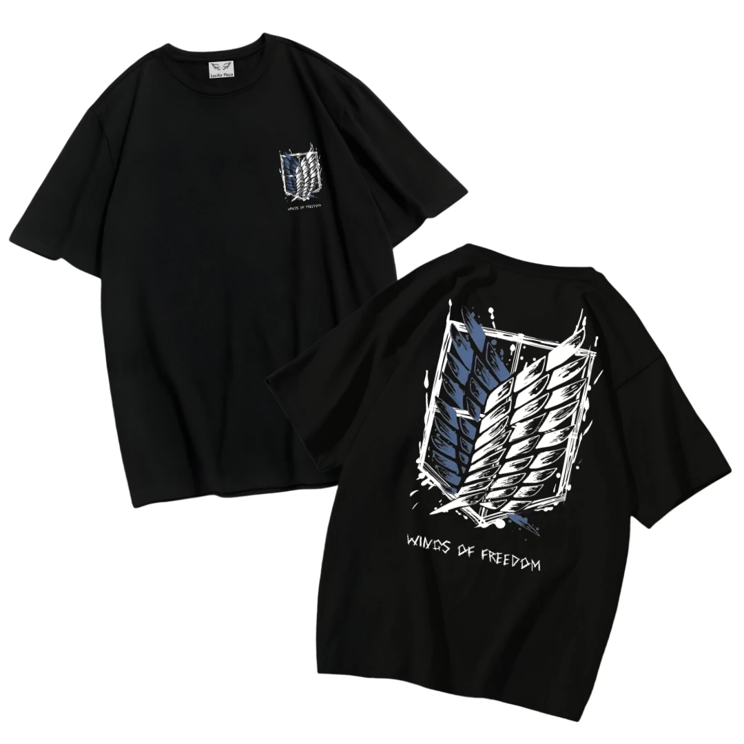 Attack on Titan Wing of feedoom graphic t shirts Japanese Anime Manga Style Shirts couples gym tops oversized t shirt