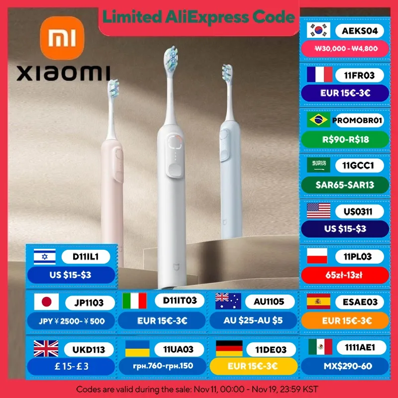 

XIAOMI MIJIA Oscillation Electric Toothbrush,Reminders For Missed,180-Day Battery Life,3 Modes,Memory function available,IPX8