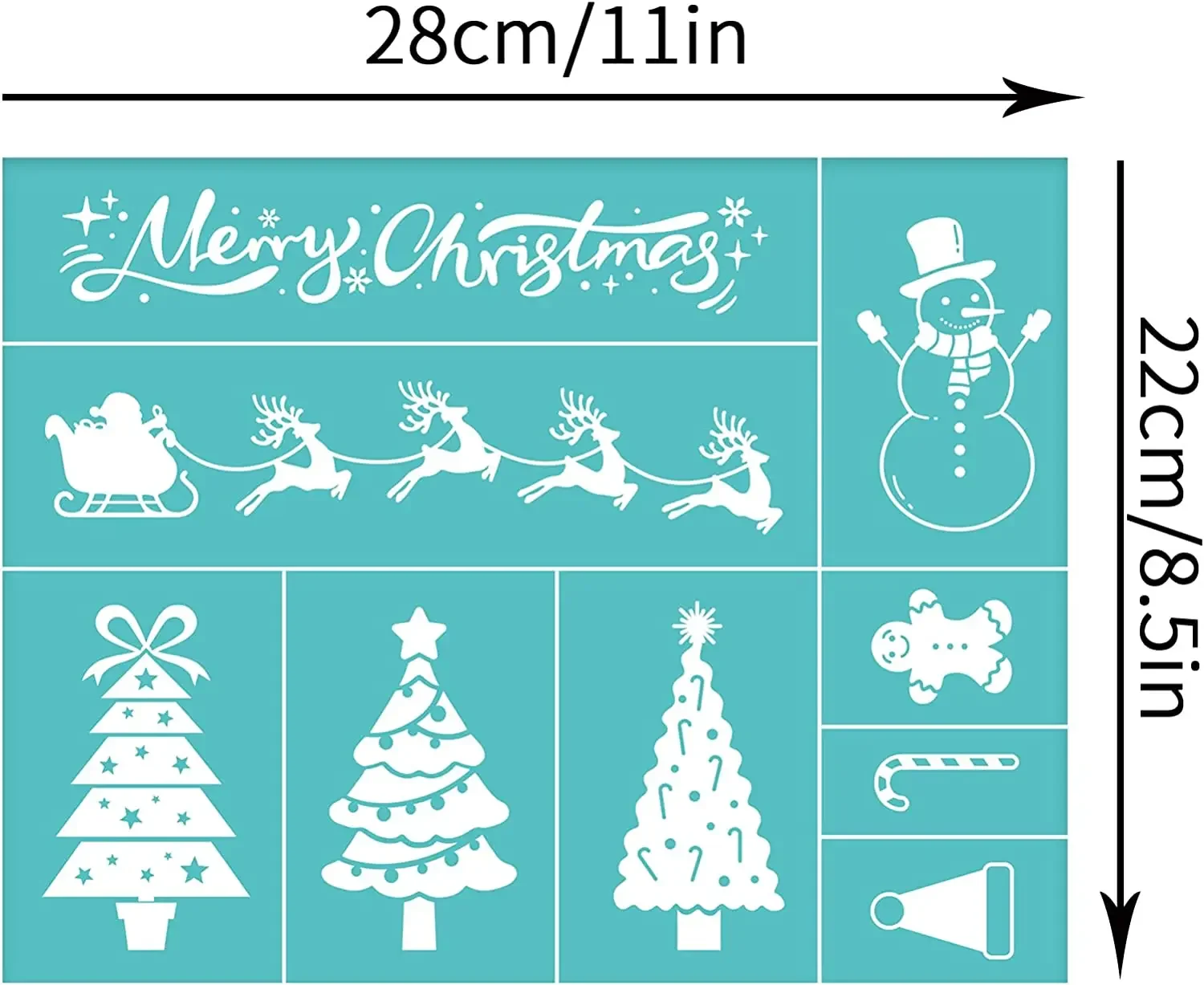 2pcs Self-Adhesive Silk Screen Printing Stencil Christmas Themed Reusable Mesh Stencils Santa Claus Reindeer Snowman Transfer