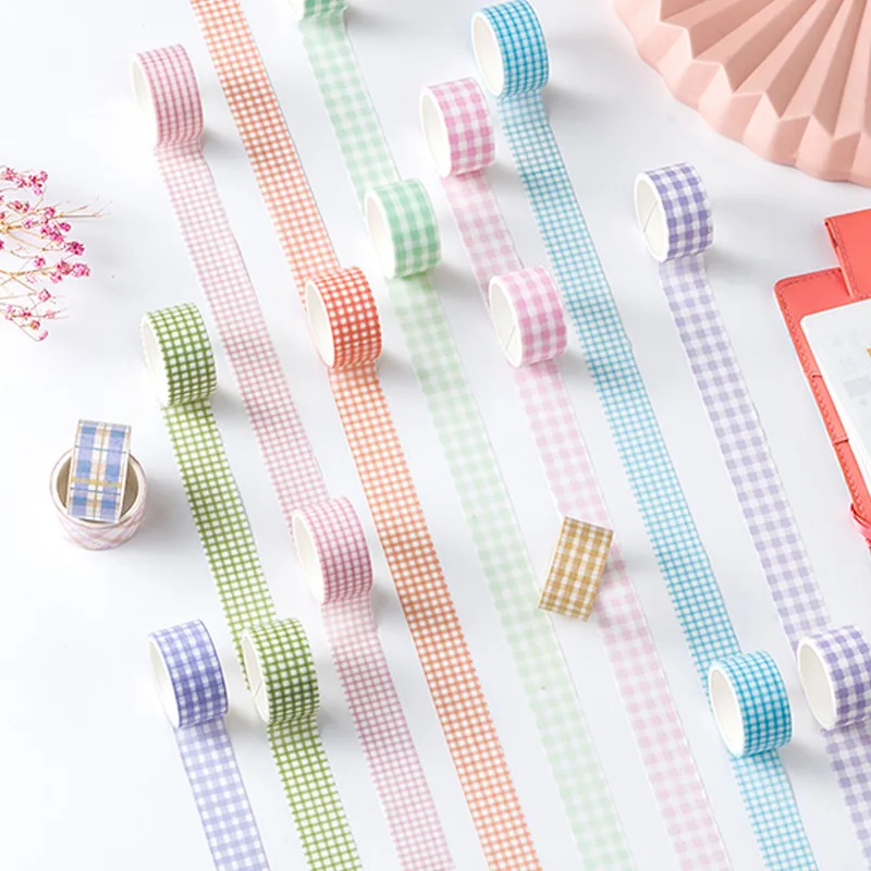 Japanese plaid ins hand account tape plaid DIY hand account material sticker set Washi paper tape