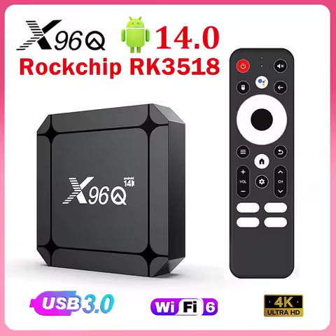 X96Q Rockchip RK3518 Affordable Smart TV Box Android TV Box 14.0 2G 16G WIFI6 4K 100M Fast Streaming TV Box 4K Set Top Box