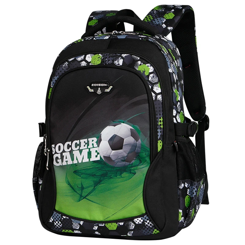 Mochilas escolares padrão de futebol ortopédico para meninos, sacolas de ombro, sacolas infantis, Kids Packsack, qualidade superior