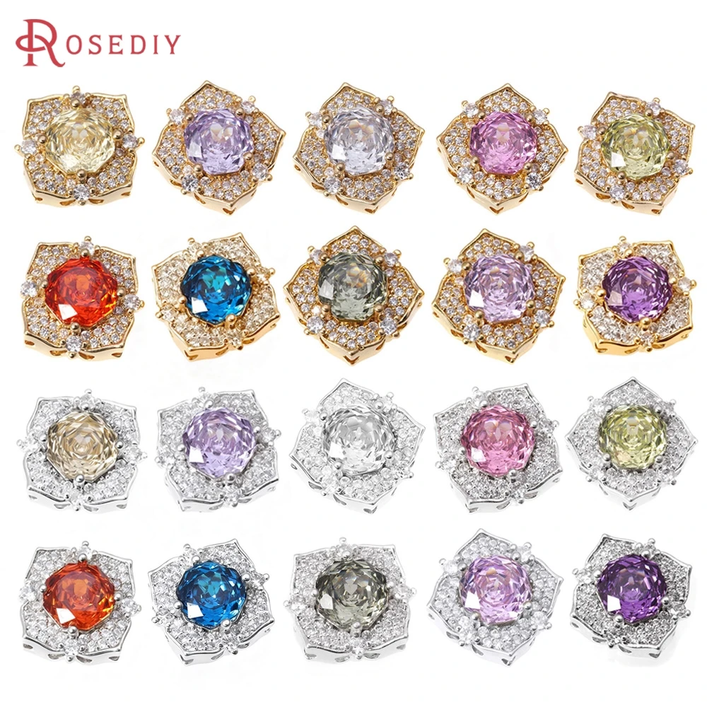 

2 шт., 18-каратное золото, латунь, циркон, роза, бусины-разделители, браслеты, бусины, высокое качество, ожерелье «сделай сам», аксессуары для изготовления ювелирных изделий