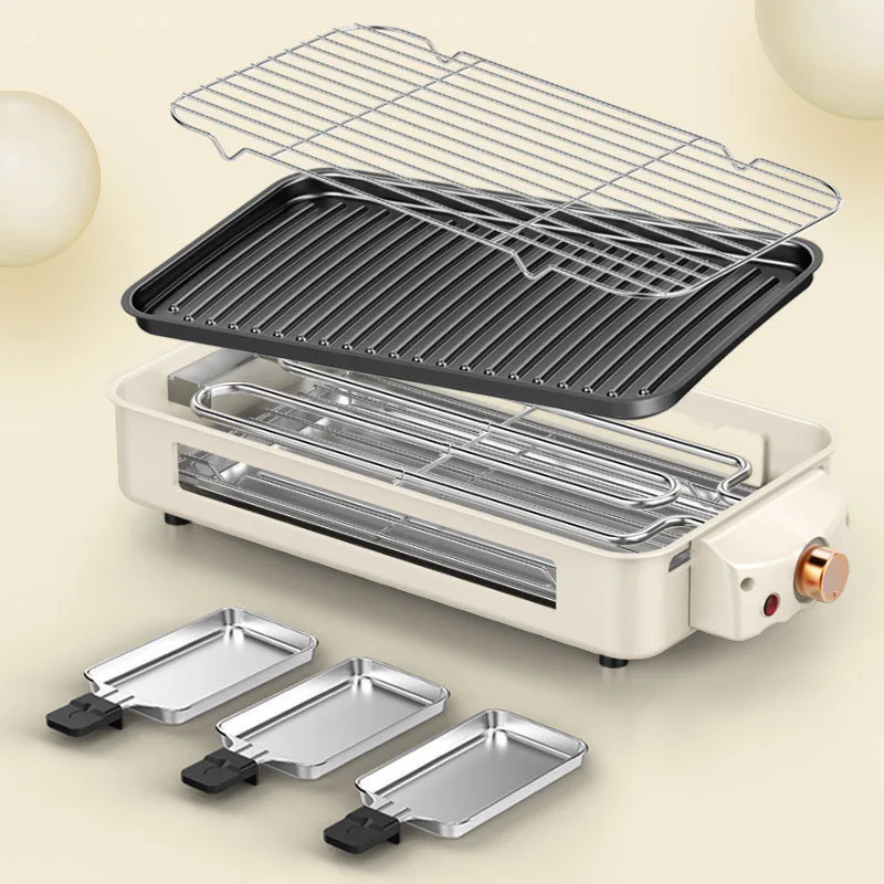 Household Smokeless Electric Grill, Multifunctional, Convenient, and Detachable for Barbecue, Increasing Family Gatherings