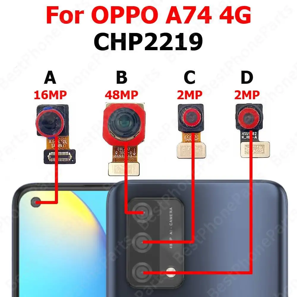 

Задняя передняя камера для OPPO A74 4G CHP2219, задняя часть, передняя часть, модуль задней камеры для селфи, детали мобильного телефона