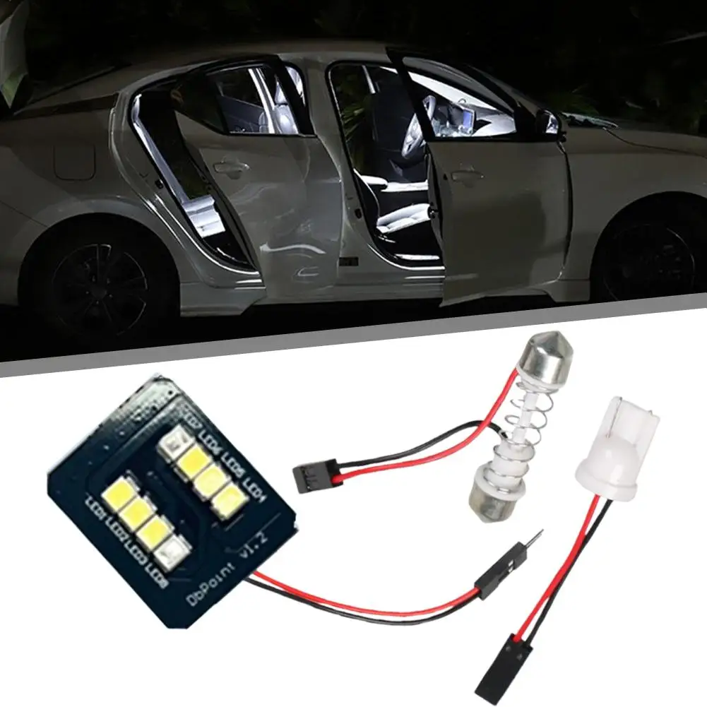 Car Led Panel Light Blue White Car Reading Map Lamp Interior T10 Bulb Adapter Auto Base Festoon 12v With B7q8