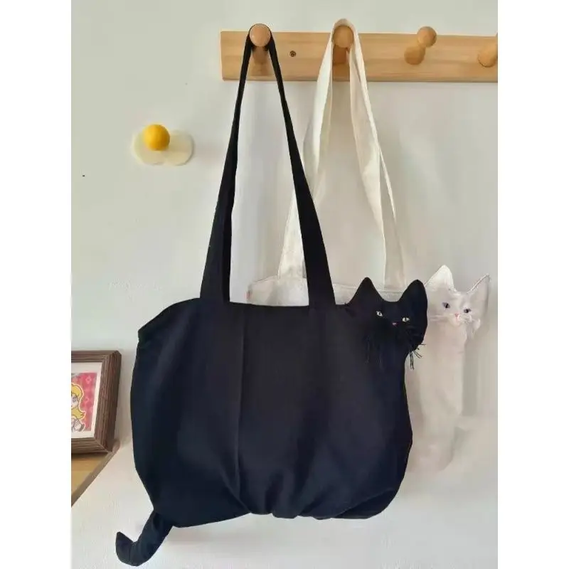 100% Cotton Bag 2026 New Fashion Simple Cat Vintage High-Capacity Shoulder Bag Handbag Mori Girl - view 5