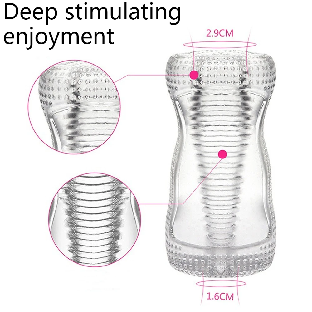 For Men 18 Plus Male Masturbator Realistic Vagina Real Pussy Penis Enlargement Exerciser Erotic Transparent Vaginal Sex Toy New - view 3