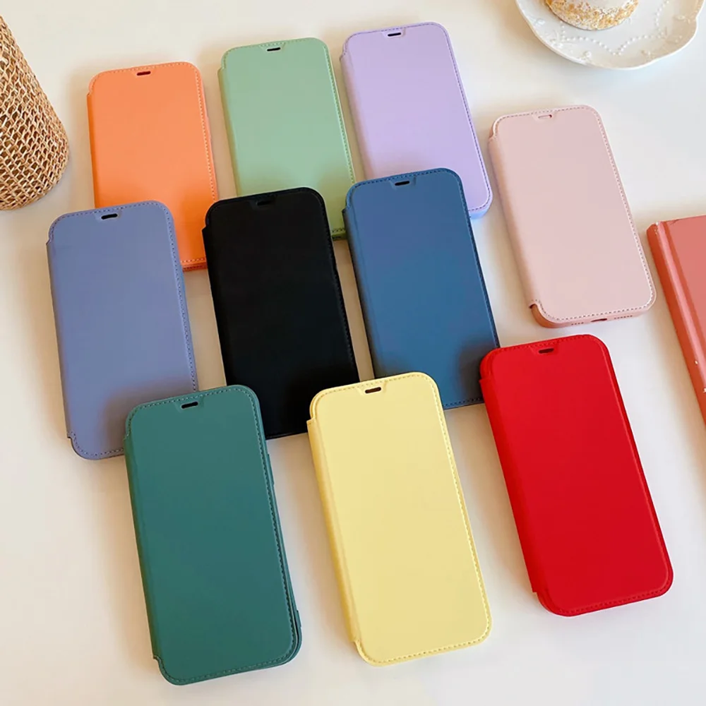 Flip Leather Liquid Silicone Case For iPhone 16 Pro Max Plus