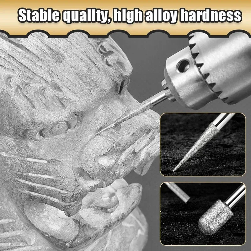 30pcs 2.35mm Shank Diamond Burs Set With Box For Dremel Electric Grinder Power Tool Accessories Abrasive Tools dropshipping