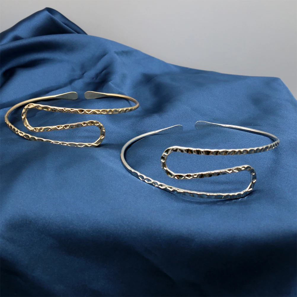 

2pcs Wave Body Cuff Bracelet Women Jewelry Adjustable Women Arm Jewelry Durable Upper Arm Bracelet Upper Body