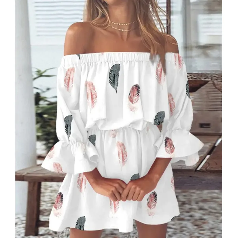 Kobiety Sexy Top Summer Off Shoulder Floral Blouses Women 2024 Boho Casual Backless Blouse Female Holiday Slash Neck Tops Odzież