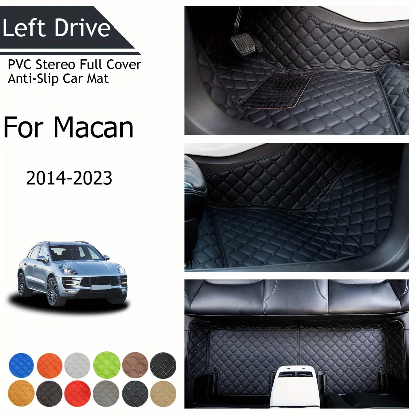 

TEGART 【LHD】For Porsche For Macan 2014-2023 Three Layer PVC Stereo Full Cover Anti-Slip Car Mat Car Floor Mats Car Accessories