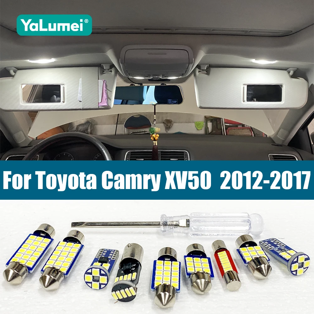 

Для Toyota Camry 50 XV50 2012 2013 2014 2015 2016 2017 7 шт. Автомобильная светодиодная внутренняя лампа для чтения косметическое зеркало, светильник для багажника, аксессуары